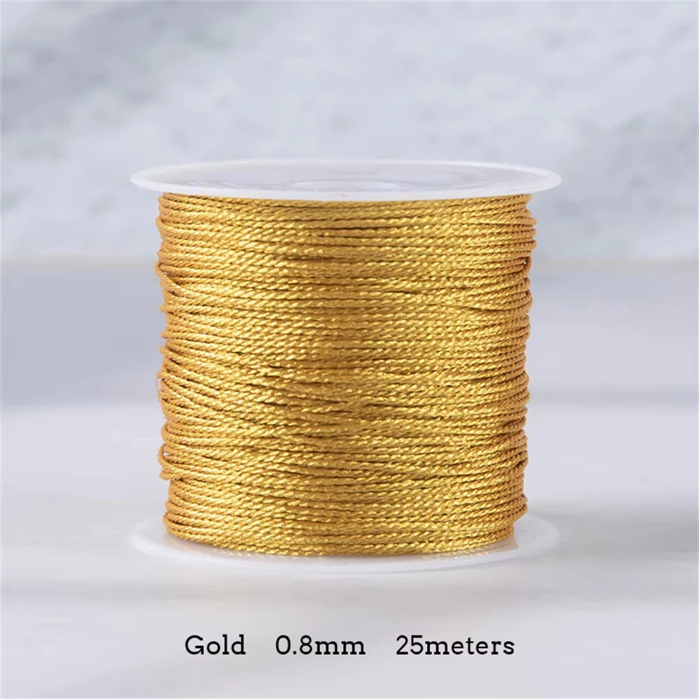 Gold/Silver Thread Macrame Cord Rope Bracelet Necklace Braided String For DIY Tassel Beading Shamballa String Supplies - 0.8m