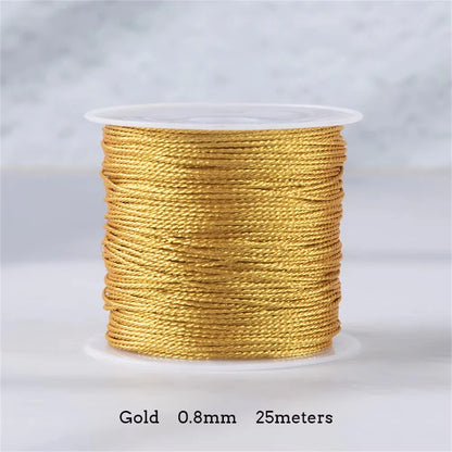 Gold/Silver Thread Macrame Cord Rope Bracelet Necklace Braided String For DIY Tassel Beading Shamballa String Supplies - 0.8m