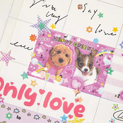 Starstorm 24 Sheet Holographic & Matte Mini Sticker Book 8x8cm Aesthetic Journaling Supplies Planner Scrapbooking Deco Sticke