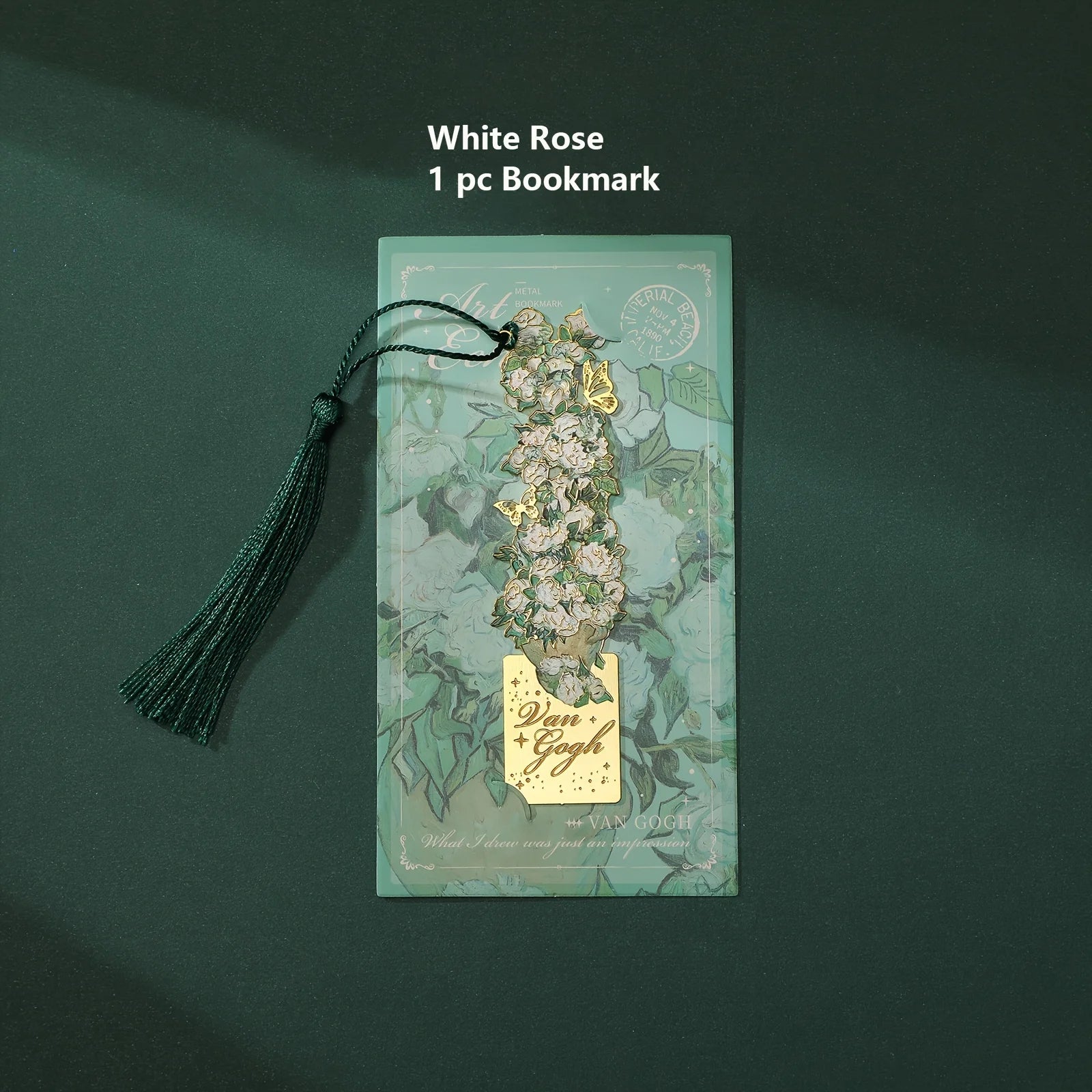 1 pc Vintage Painting Metal Bookmark Hollow Bookmark With Long Tassel For Book Club Readers Friends Teachers Students - White