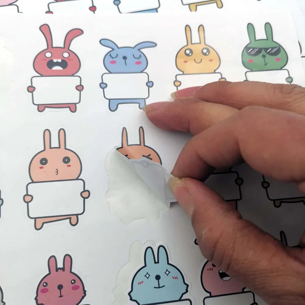 75pcs Cute animal name stickers Cute Rabbit Name Tags Stickers for Classroom Water Bottle Lunch Box Laptop School Supplies