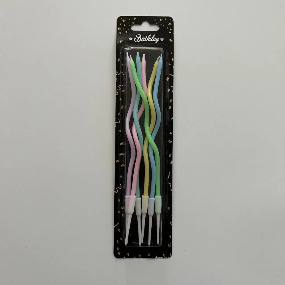 12/48pcs/1case Birthday Candles Spiral Cake Candles Long Thin Cake Candles For Wedding Party And Cake Decoration - 6pcs Rainb