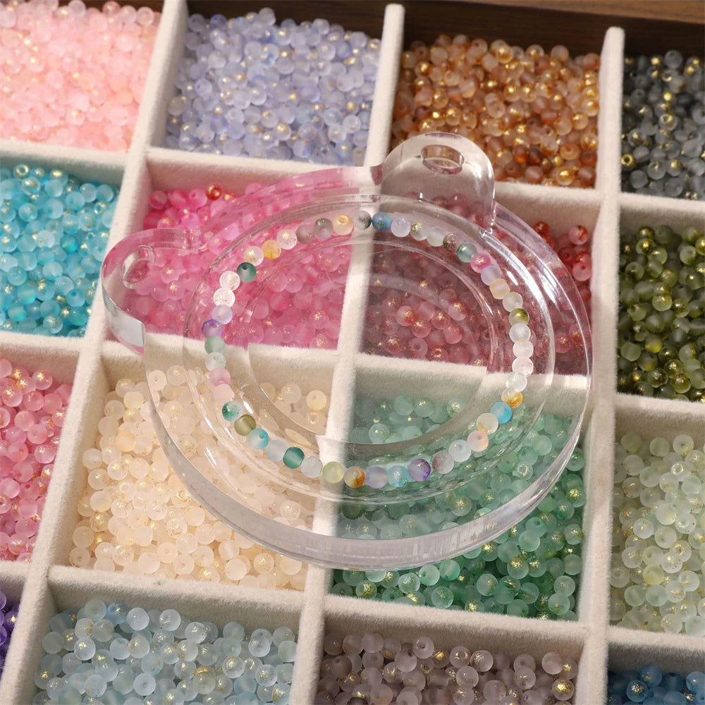 100/200/500Pcs 4mm Frosted Gold Splattered Glass Rice Beads Loose Beads for Handmade Jewelry DIY Bracelet Necklace Material