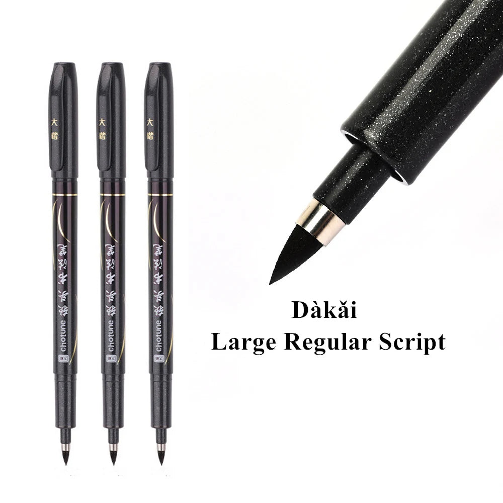 3 Pcs/Set Calligraphy Painting Pen Chinese Brush Pens for Writing Lettering Signatures Soft Brush Tip Refillable Ink Art Craf