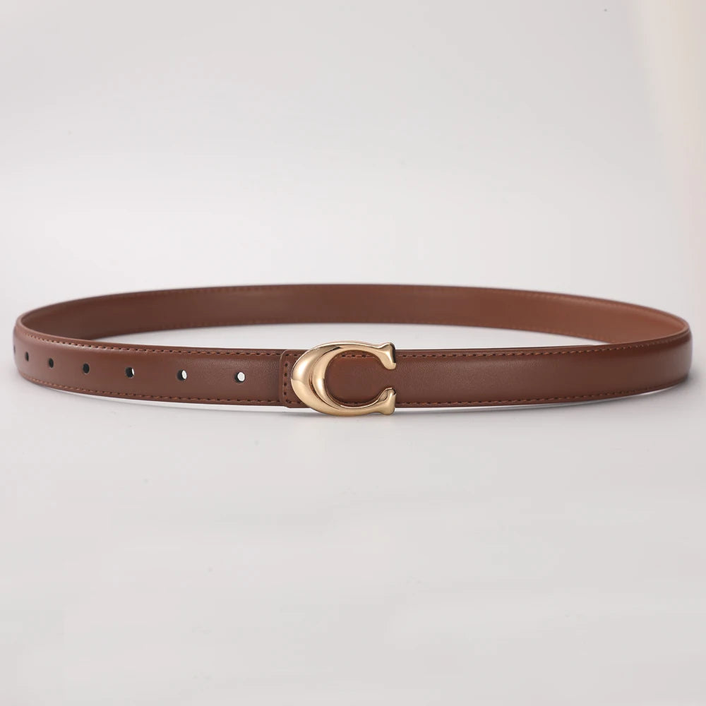 Women's Fashionable Belt C-shaped Buckle Smooth Buckle Temperament Double-sided Gift For Mother Using Belt - F / 105CM