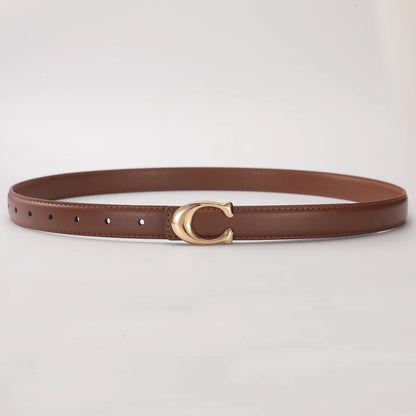 Women's Fashionable Belt C-shaped Buckle Smooth Buckle Temperament Double-sided Gift For Mother Using Belt - F / 105CM