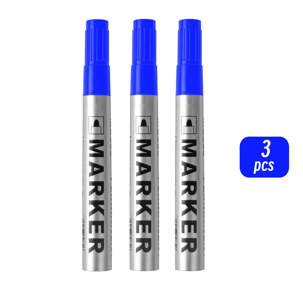 Permanent Paint Marker Pen Waterproof Black Pen for Tyre Oily Markers Quick Drying Signature Pen Stationery Supplies - 3 blue