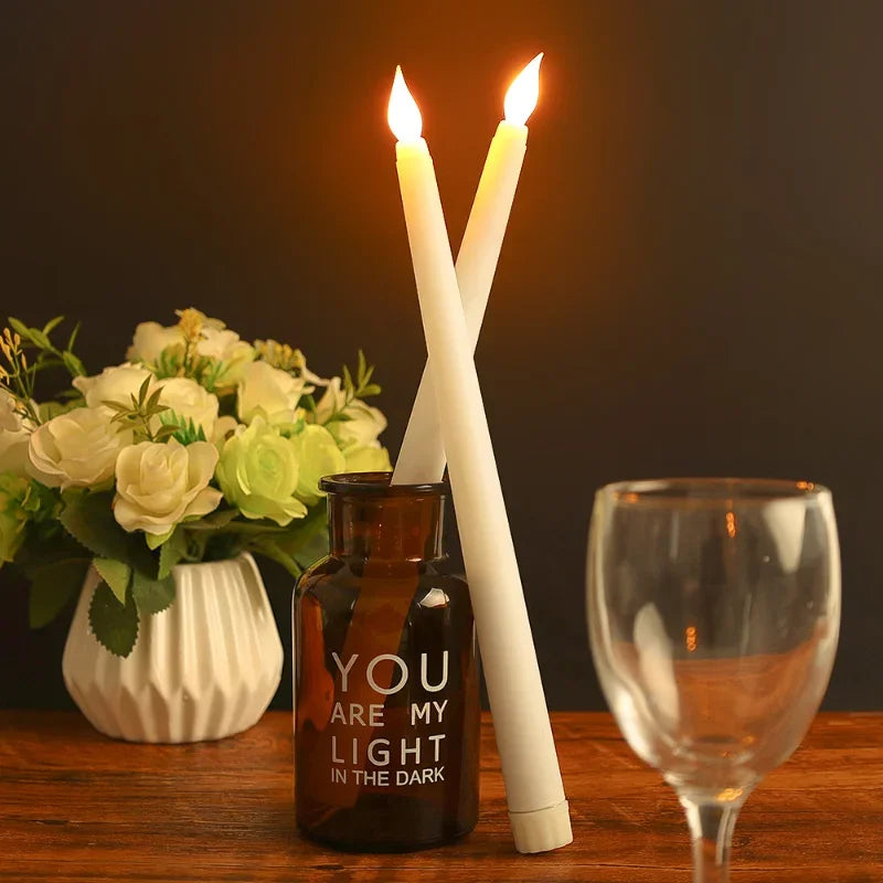 4/1PCS Long Christmas LED Candle Flameless Pointed Candle Light Battery Powered Church Flickering Candle Light Home Decoratio