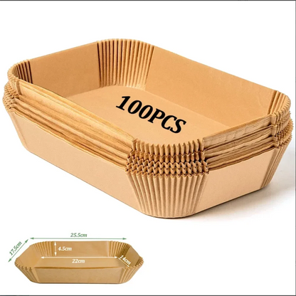 50/100pcs Disposable Air Fryer Paper Rectangle Kitchen Baking Airfryer Mat Oilproof Micro-wave Barbecue Baking Paper Accessor