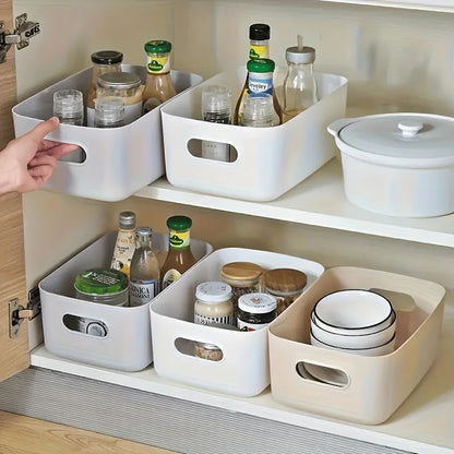 5pcs Stackable Storage Box Set,Rectangular Plastic Organizer Containers,Durable, Reusable,for Kitchen,Bathroom,Dorm Essential