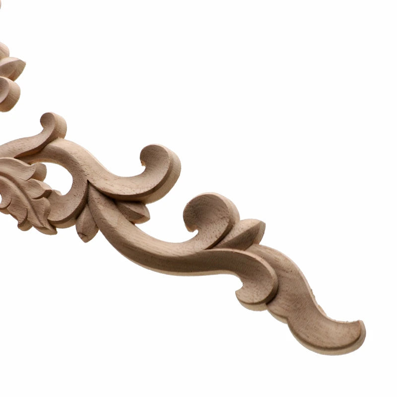 Wood Carved Corner Onlay Applique Frame Door Decorate Wall Doors Furniture Decorative Modern 20X10CM Figurines Wooden Miniatu