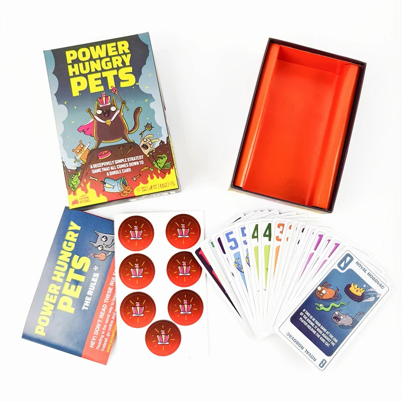 Power Hungry Pets Card Game Board Game Family Party Strategy Cards Games Party Card Challenging Strategy Game