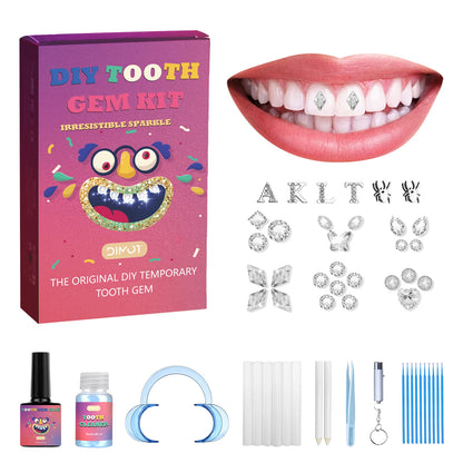 DIY Teeth Gems Kit With Glues And Light Teeth Anti-drop Clear Precious Stone Jewelry Decoration Glittering Tooth Jewelry Kit