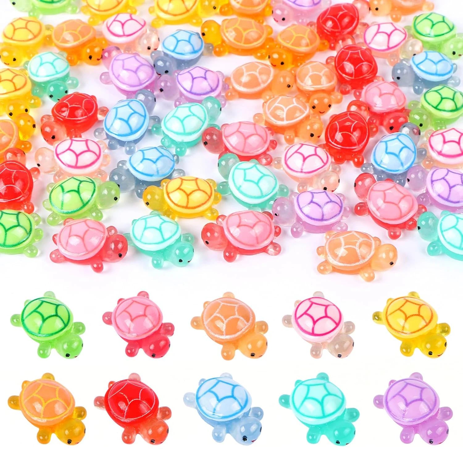 50/100 Pcs Cute Mini Luminous Turtle Ornaments Glowing in The Dark Miniatures Turtle Micro Landscape Home Decor Gift