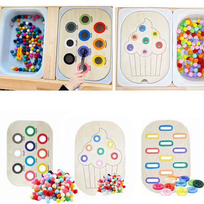 Children's Sensory Tray Table Color Hairball Game Wooden Tile Montessori Early Education Toys Kids Toys Educational Accessori