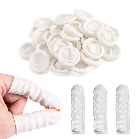 50/100Pcs Protective Fingertip Natural Rubber Gloves Disposable Latex Finger Cots for DIY Epoxy Resin Molds Making Tools