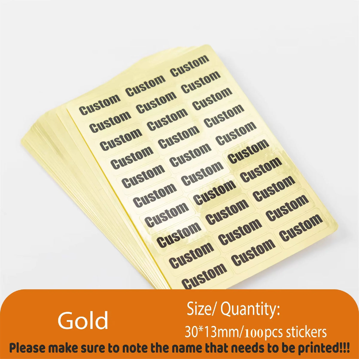 Custom Kawaii Name Tag Sticker Waterproof Stickers Decals Personalized Label for Children School Stationery Bottle - Gold-100