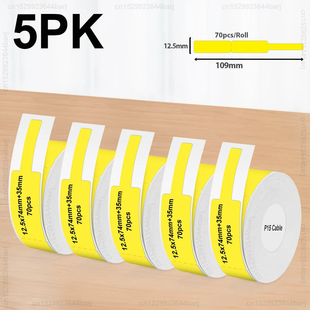 2/5/10Rolls P15 Thermal Label Sticker for Phomemo D30 Q30 Marklife P15 P12 DELI Q2 Label Maker White 12x40mm 15x30mm Label Ta