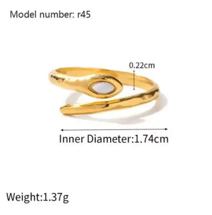 Fashion Simple Stainless Steel Rings For Women Gold Color Smooth Geometric Open Rings Arc Rings Diamonds Jewellery Ring Gift 