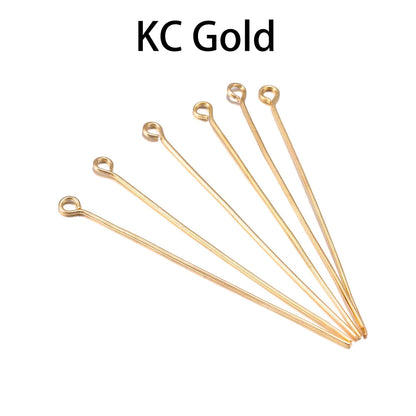 100-200Pcs/Lot 10-70mm Heads Eye Flat Head Pin Gold Plated Ball Head Pins for Jewelry Findings Making Accessories Supplies