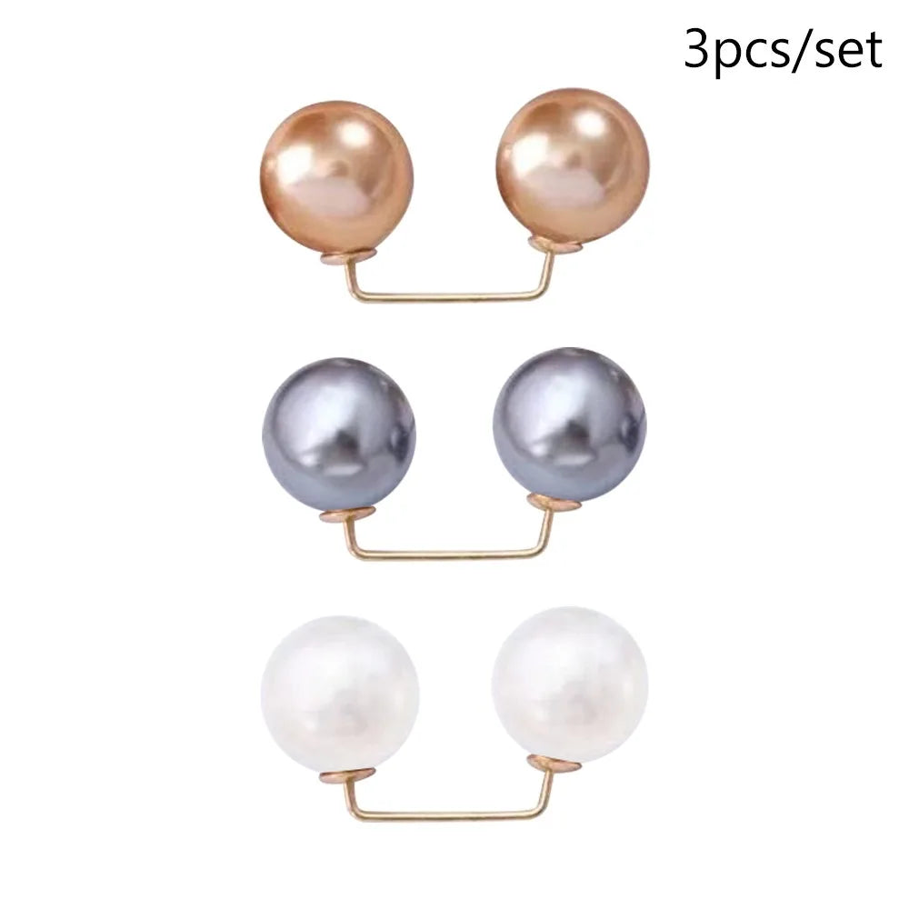 3/6/8Pcs Clothing Accessories Pearl Brooch Detachable Double Head Pin Waist Clip Jewelry Accessory Multifunctional Pants Pin 