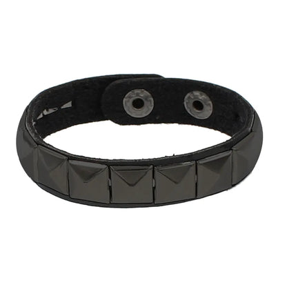 2023 New Gothic Punk PU Leather Bracelet 3 Row Cuspidal Spikes Rivet Chains Bracelet For Women Men' Friends Jewelry - 4