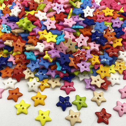 New 12mm-15mm-20mm Colours Five- Pointed Star with Two Eye Buttons Resin Sewing Buttons Diy Scrapbooking Multicolour