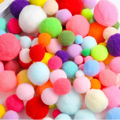 8-30mm Pom poms Multi-Colored Pompoms Soft Fluffy Puff Pompom Balls for Kid DIY Creative Craft Wedding Decor Sewing Supplies 