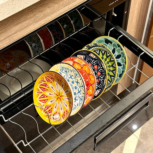 6pcs- Ceramic Bohemia Plate, Salad Plate, Appetizer, Serving Dried Fruit, Desserts And SaladsDishwasher Oven Microwave Safe