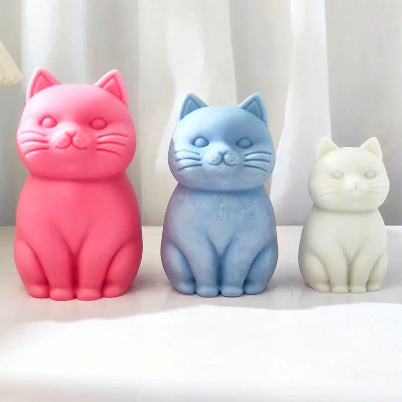 Sitting Cat Silicone Mold Handmade Soap Candle Making Supplies DIY Kitten Candle Soap Plaster Crafts Resin Concrete Mold