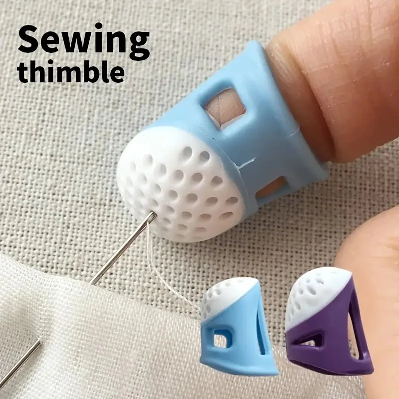 2-Pack Anti-Slip Sewing Thimbles, Soft Silicone for Comfort & Secure Grip, for Embroidery & Crafting.
