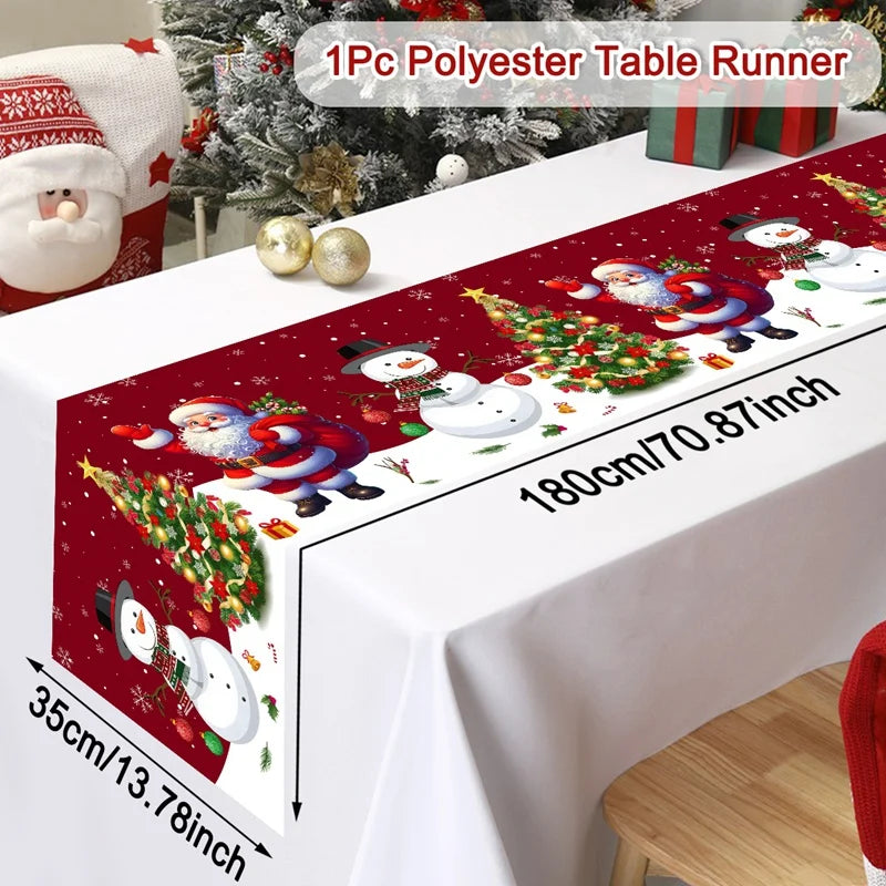 Merry Christmas Santa Claus Table Runner Christmas Decor for Home 2025 Winter Holiday Kitchen Dining Table Decor Navidad Gift