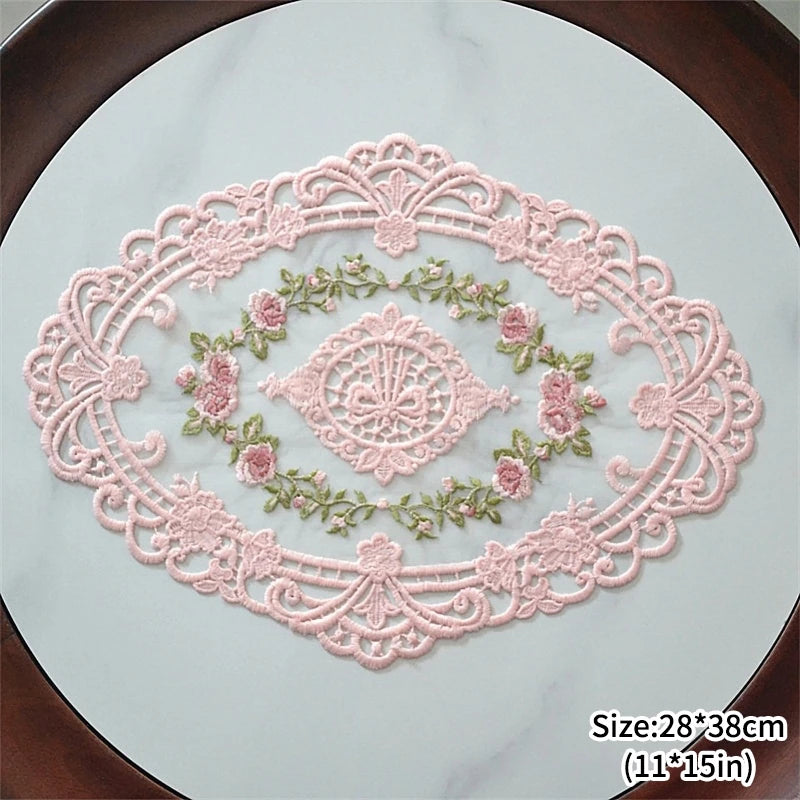 Vintage Lace Coaster Table Cloth Lace Tablecloth Embroidery Placemat Cabinet Furniture Decoration Background Photo Props - b2