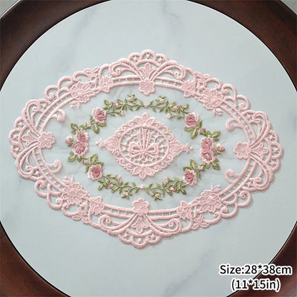 Vintage Lace Coaster Table Cloth Lace Tablecloth Embroidery Placemat Cabinet Furniture Decoration Background Photo Props - b2