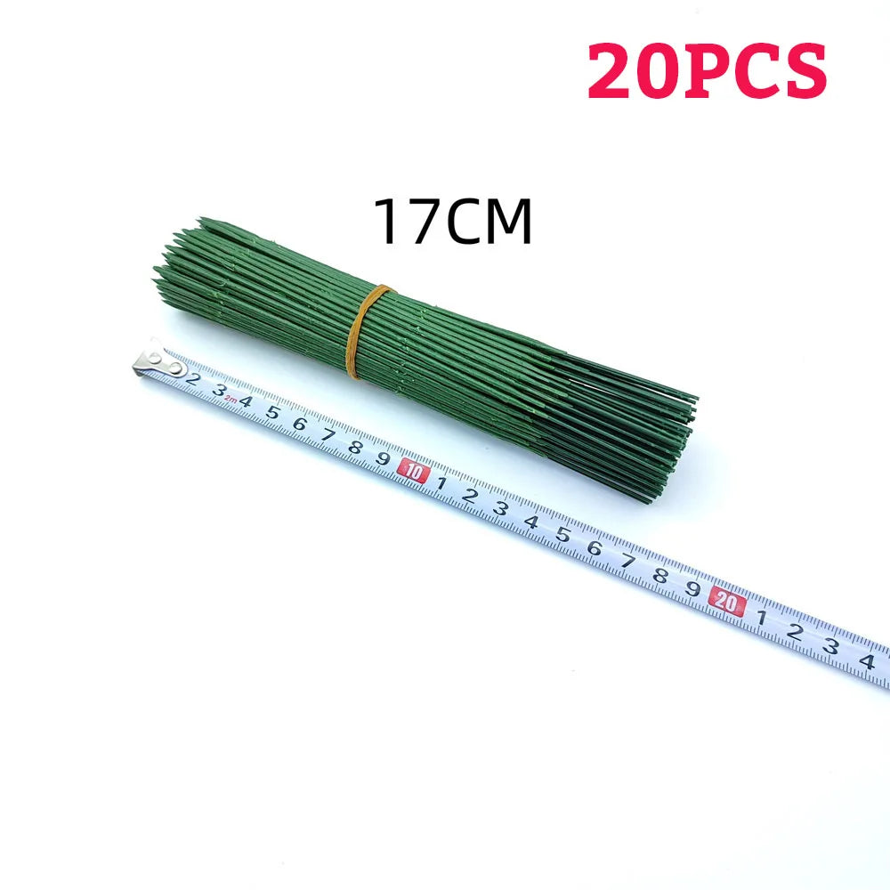Green Flower Stem Sticks DIY Floral Material Handmade Wire Stem Floriculture Tape Self-adhesive Bouquet Floral Stem Paper Tap
