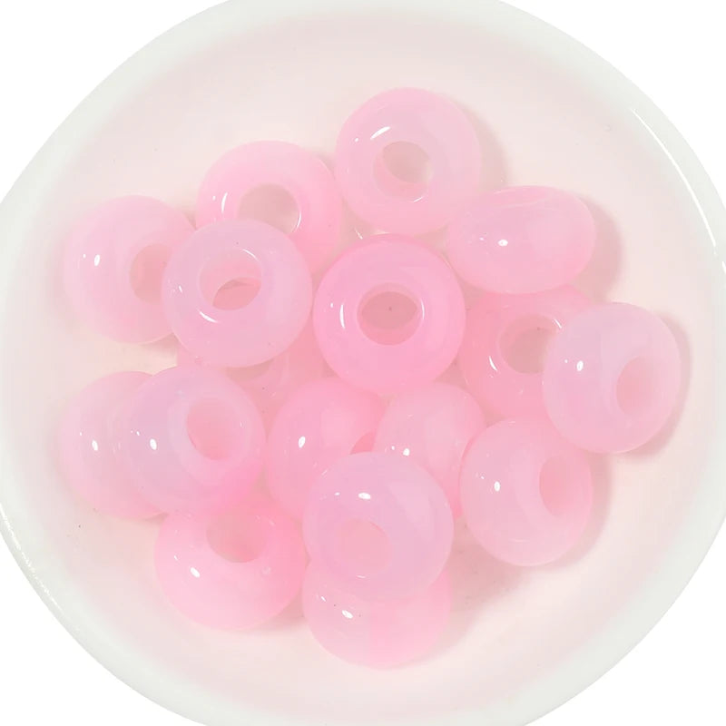 50pcs/lot Colorful Round Acrylic Beads Big Hole Loose Spacer Beads For Jewelry Making DIY Necklaces Bracelets Accessories - p