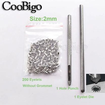 100sets Silver Metal Eyelets and Eyelet Punch Die Tool Set for Leathercraft Clothing Shoes Belt Bag Grommet Banner 2mm-17mm -