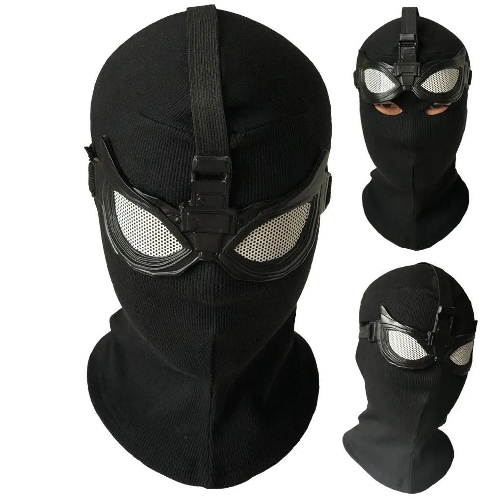 Superhero Peter Parker Spider Mask Cosplay Stealth Suit Black Helmet Halloween Masquerade Party Costume Props