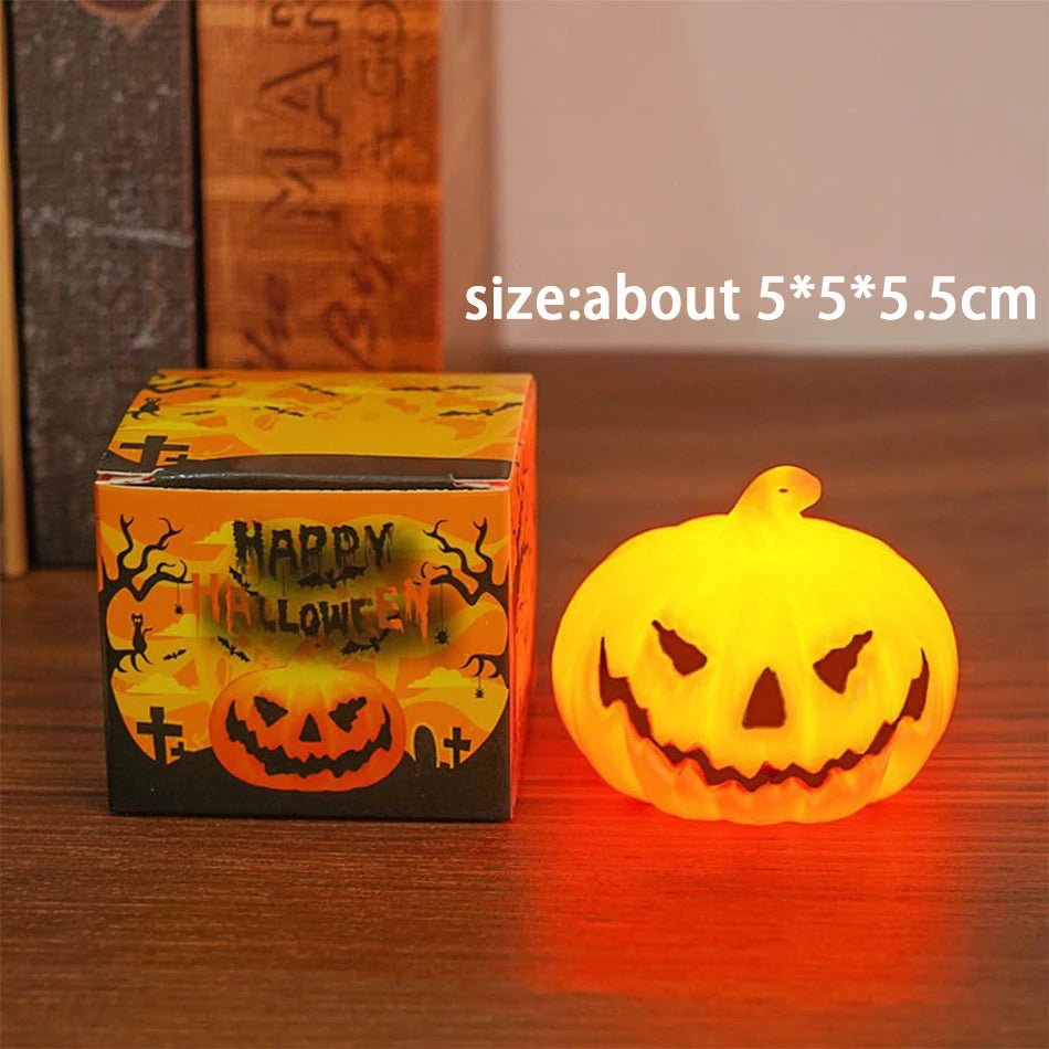 Pumpkin Lantern Candle Light Halloween Skull Ghost Face Lamp Kids Gift For Bedroom Garden Party Decoration Atmosphere Light -