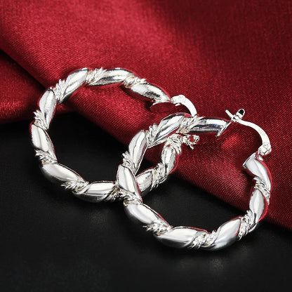 925 Sterling Silver Earrings Simple Round Circle Hoop Earrings For Woman Fashion Wedding Engagement Charm Jewelry - VIOLET