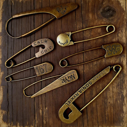 Vintage-Style Letter Safety Pins - Durable Copper, Decorative Shawl Pins for Clothing and Crafts