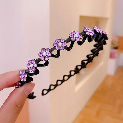Non-Slip Rhinestone Hairbands Elastic Flower Fashion Pearl Women Hair Hoop Bands Headband Bezel Girls Hair Accessories Headdr
