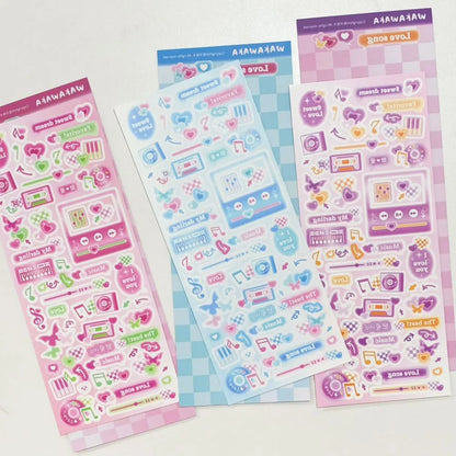 SCRAPBOOK Music Decorative STICKER Korean DIY Phone Luggage Motorcycle Laptop Flakes Idol Card Deco Sticker