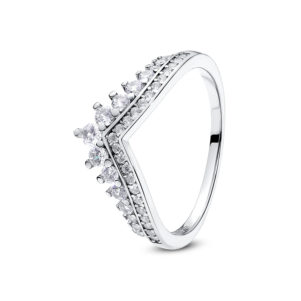 Original 925 Sterling Silver Ring Love Heart Pave CZ Crystal Stackable Rings For Women Wedding Engagement Birthday Gift Jewel