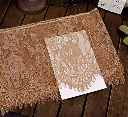 26cm Wide Eyelashes Lace Trim DIY Handmade Decoration Clothing Wedding Dress Lace Skirt Sleeve Accessories Fabric - brown