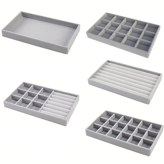 Velvet Jewelry Display Tray Exquisite Jewellery Holder Portable Ring Earrings Necklace Organizer Storage Box Organizator Tray