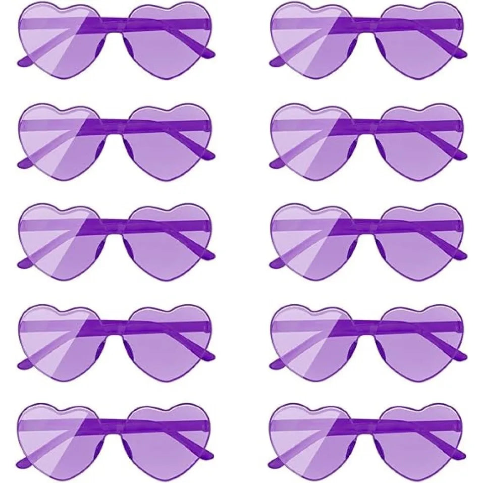 10 pcs Heart-Shaped Glasses Party Favors, Plastic Novelty Eyewear, for Weddings, Birthdays, Anniversaries, Bachelor Parties -