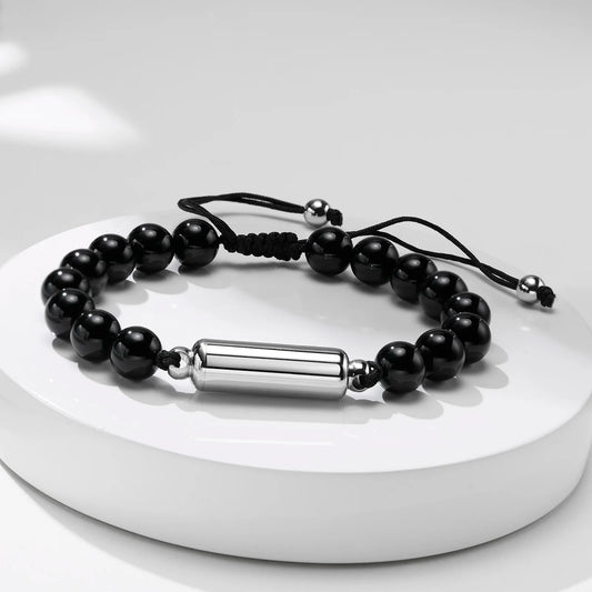 Cremation Urn Bracelets For Men,adjustable Tiger Eye Beads Chain Wristband Pet Family Papa Ashes Holder Stainless Steel Jewel