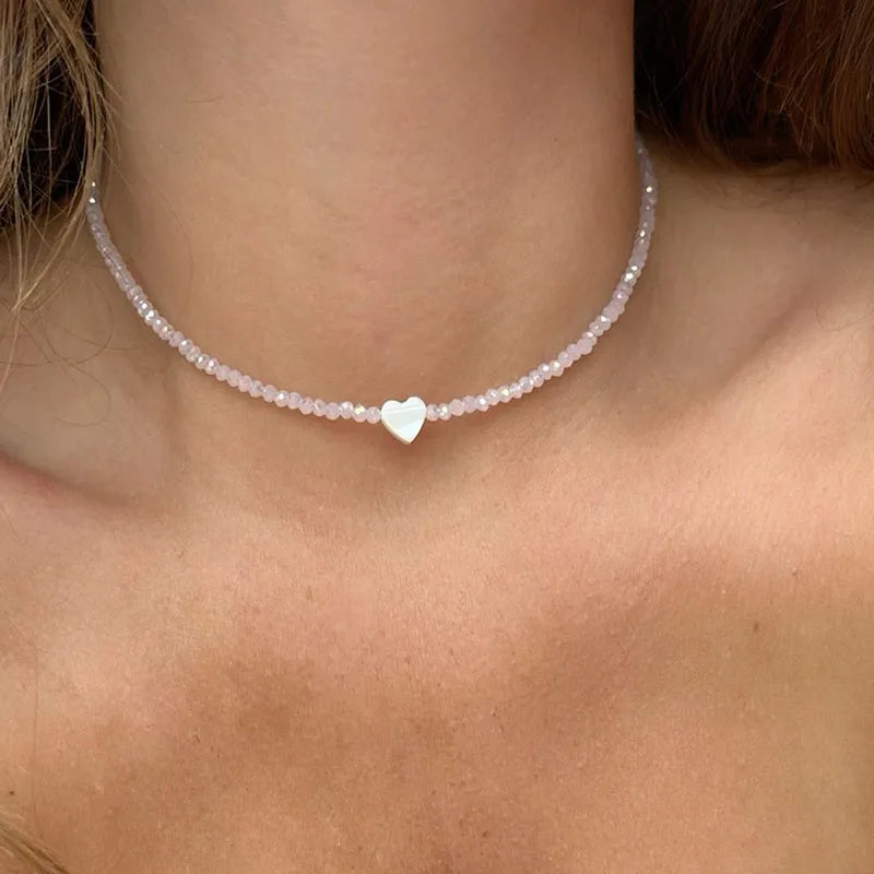 Fashion Tassel Chain Pendant Necklace For Women Boho Transparent Crystal & Imitation Pearl Chain Jewelry Valentine's Gift N05