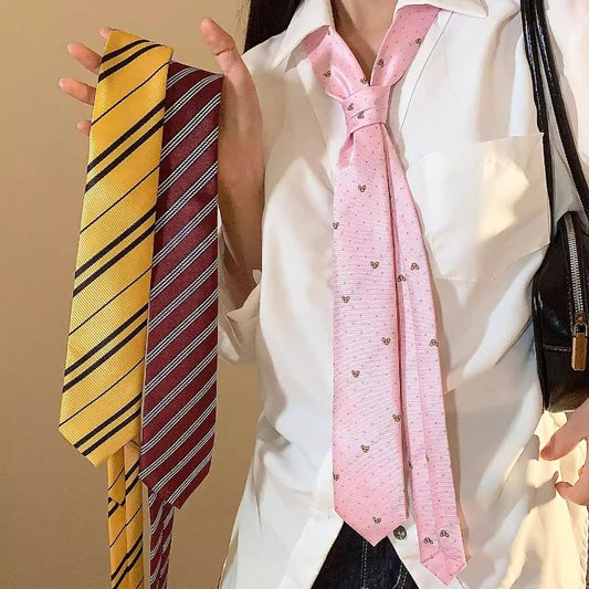 College Style Striped Ties Girls Uniform Shirt Neck Tie Multi-function Long Waistband Belt Neckties School Boys Ties Accessor